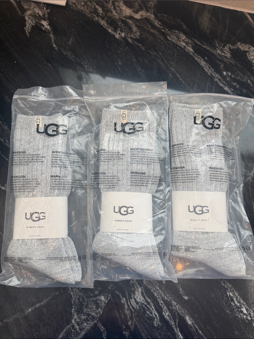 UGG Light Gray Crew Socks - Pack of 3